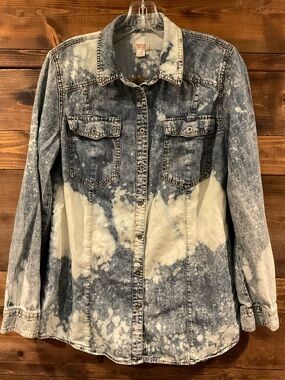 Mossimo Supply Co. Bleached Blue & White Denim Shirt Jacket women’s Large